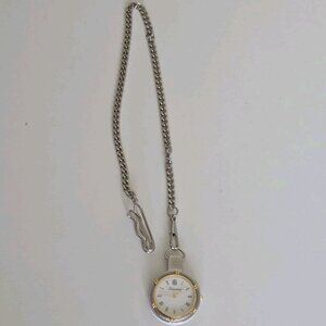 Ballantines Pocket Watch Quartz Movement Two Tone Silver Gold Case Working